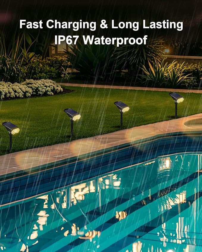 4 Pack Solar Powered Outdoor Spot Lights Outside Waterproof 20 LEDs Landscape - Image 6