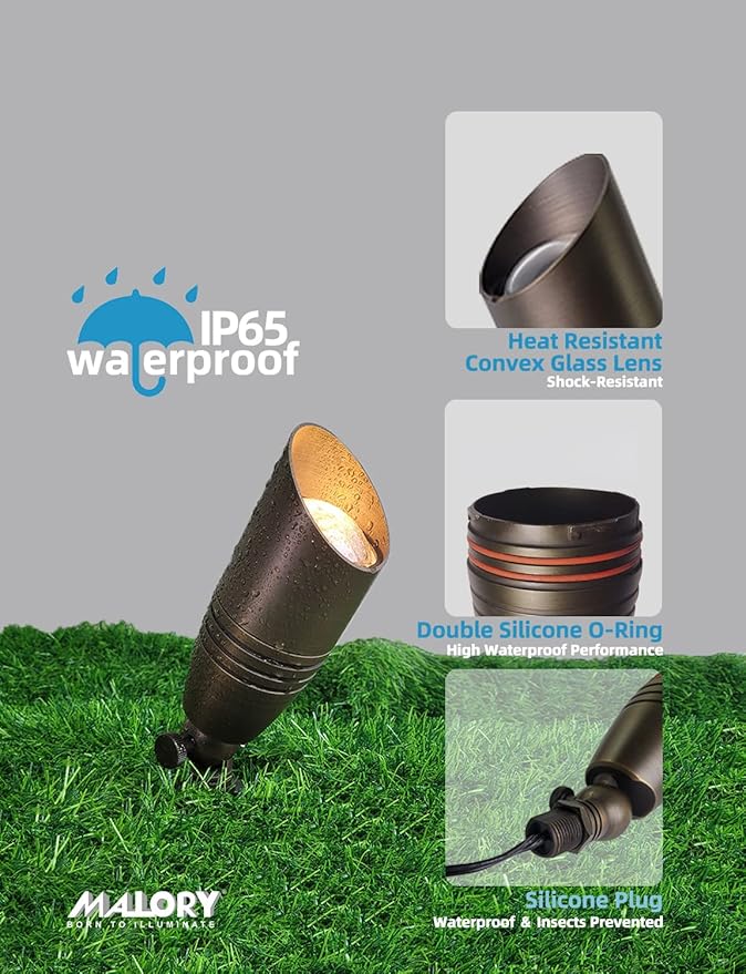 MALORY Brass Landscape Spotlights 12-Pack - Image 4