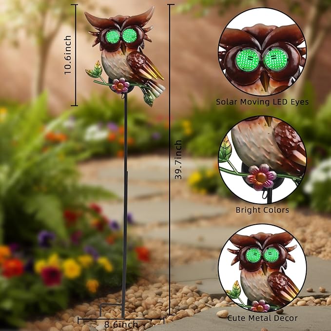 Solar Owl Garden Stakes Decorative - Image 3