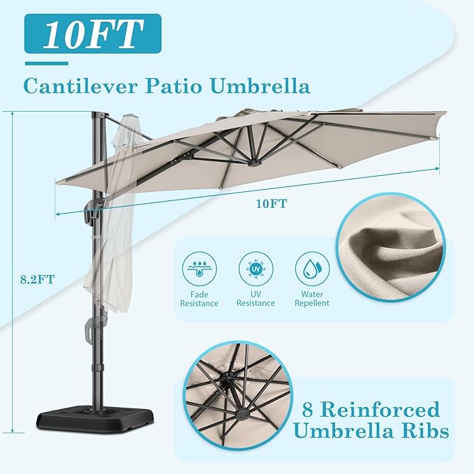 HOTEEL10x10ft Patio Umbrella Cantilever Umbrellas - Image 5