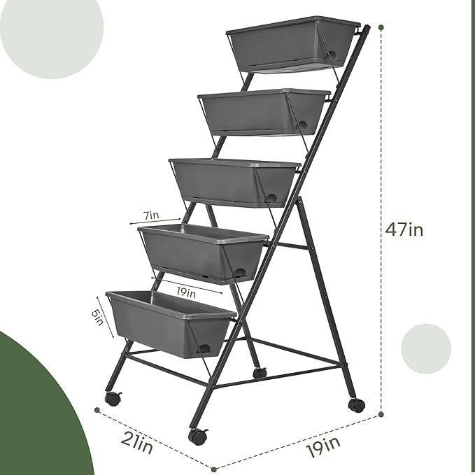 GENMOUS 5 Tier Raised Garden Bed Tall 45FT Vertical Elevated Garden Planter - Image 3