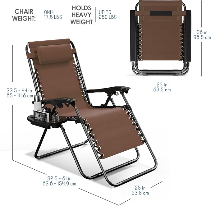 Nestl Zero Gravity Chairs Set of 4, Patio Lounge Chair Outdoor - Image 3