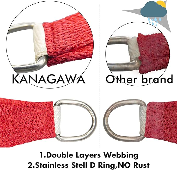 KANAGAWA Sun Shade Sail 12'x12' Scarlet Square UV Block Canopy Awning Shelter - Image 4