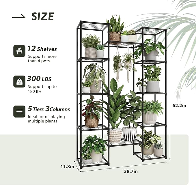 Metal Plant Stand Outdoor 62.2" Tall Plant Shelf - Image 3