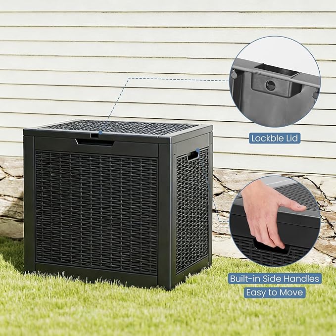 NEWBULIG 31 Gallon Deck Box, Weatherproof Resin Lockable Outdoor Storage - Image 5
