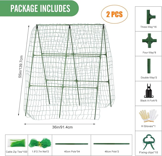 55" H x 36" W Cucumber Trellis for Raised Bed Garden, Cucumber Trelli for - Image 7