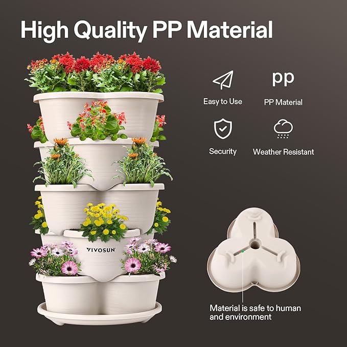 VIVOSUN 2-Pack 5 Tier Vertical Gardening Stackable Planter - Image 3