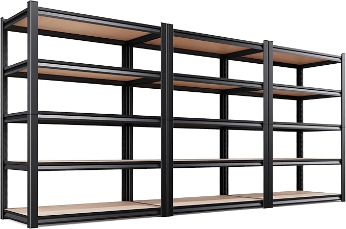 Set of 3 Garage Shelving-2050 lbs 5 Tier Storage Shelves, Adjustable Heavy Duty by Unknown