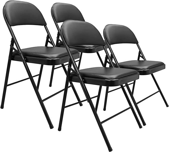 Amazon Basics Comfortable Vinyl-Padded Metal Steel Folding Chairs by AmazonBasics