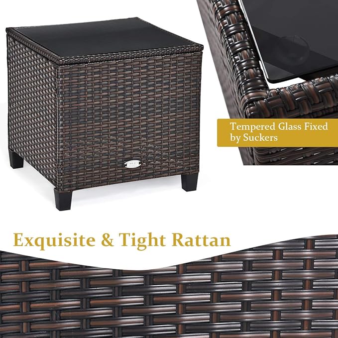 Tangkula 3 Pieces Patio Furniture Set, PE Rattan Wicker 3 Pcs Outdoor Sofa Set - Image 6