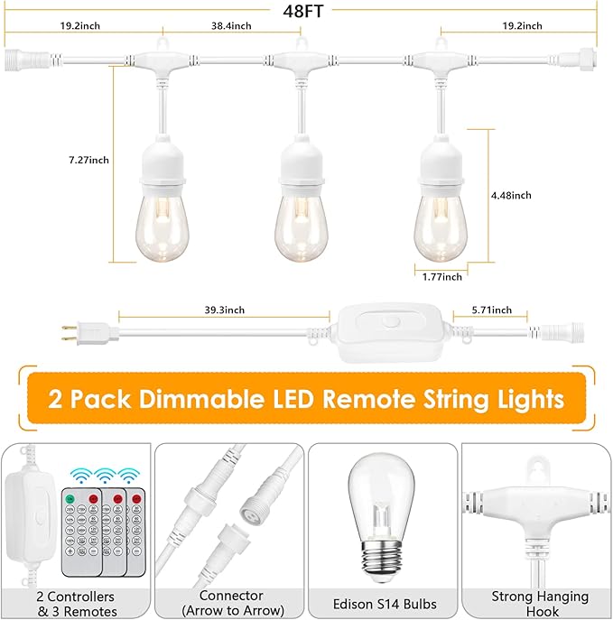 Mlambert 3 Color Outdoor LED Dimmable String Lights - Image 2
