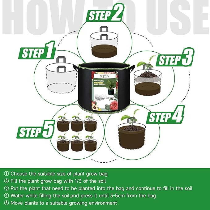 2-Pack 30 Gallon Plant Grow Bags, Thickened Nonwoven Fabric Pots - Image 6