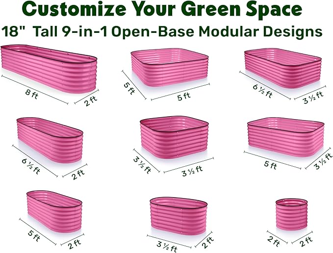 9-in-1 Galvanized Steel Raised Garden Bed // 8×2×1.5 ft Modular Planter - Image 2