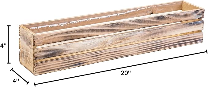 20" Rectangular Rustic Wood Planter - Image 8