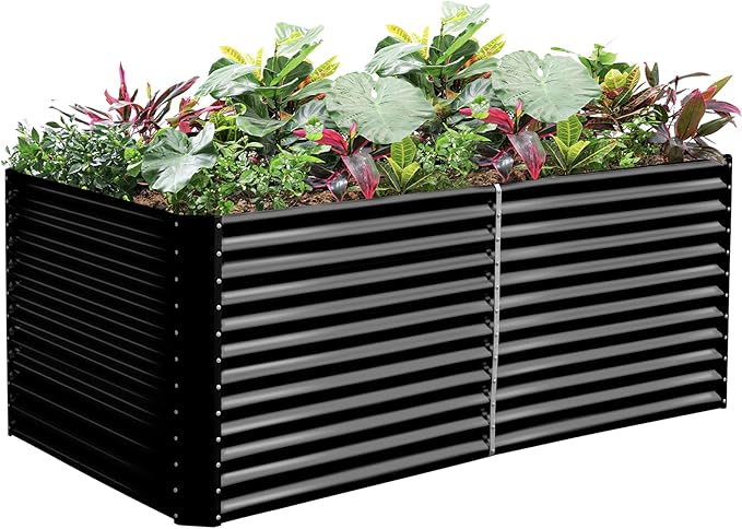 Land Guard 6x3x3ft Rectangular Galvanized Raised Garden Beds, Large-Capacity by LandGuard