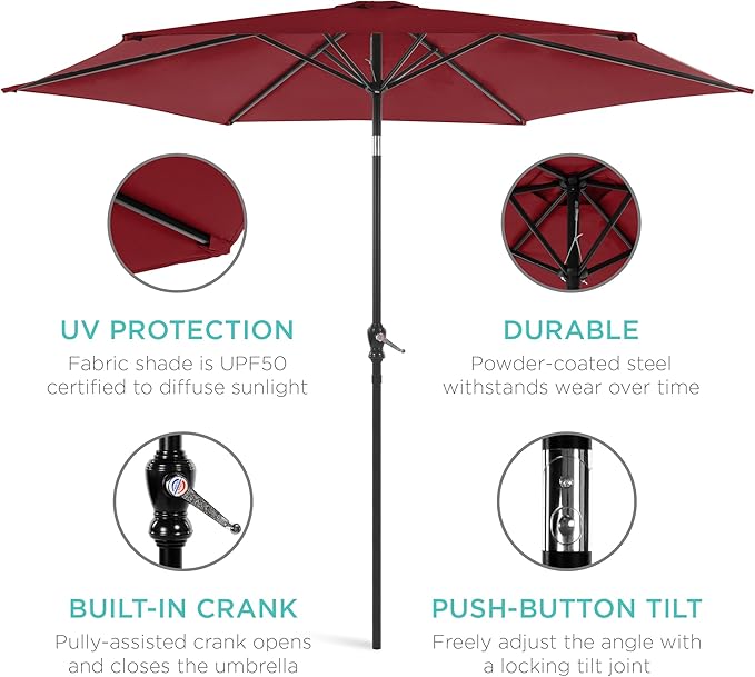 Best Choice Products 10ft Outdoor Table Compatible Steel Polyester Market Patio - Image 5