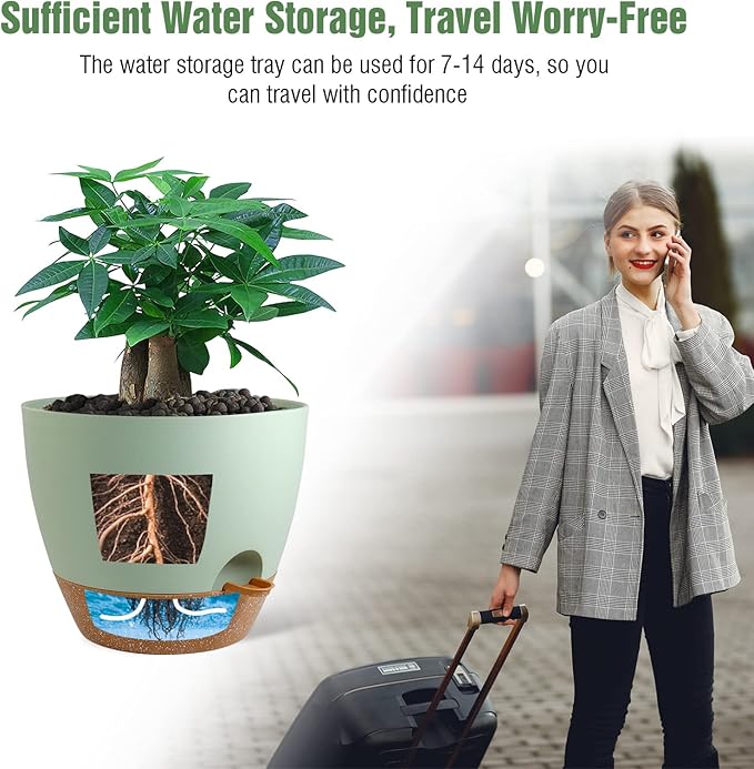 12inch 2Pack Large Self Watering Planters, Plastic Plant Pots - Image 5