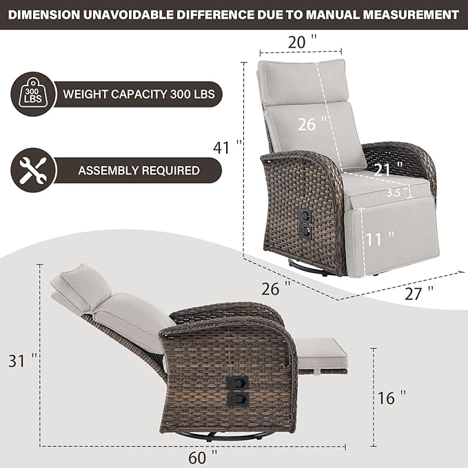Belord Dual-Adjust Outdoor Swivel Recliner Chair – Reclining Patio Chair - Image 2