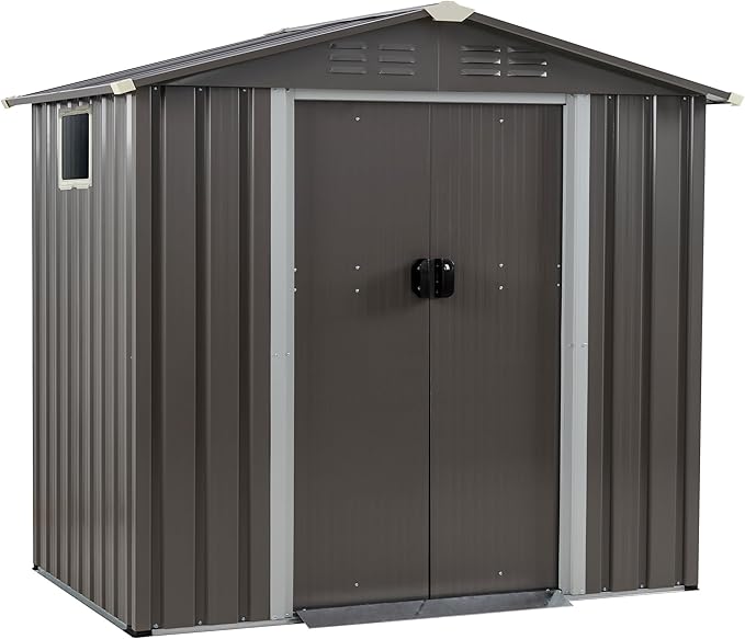 Vongrasig Outdoor Storage Shed, 6 x 4 FT Outside Metal Garden Shed - Image 8