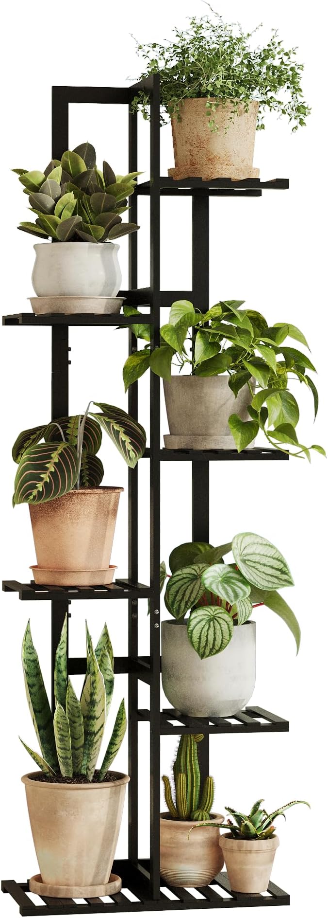 Bamworld Bamboo Plant Stand Indoor 6 Tiered Plant Shelf Outdoor Corner Plant - Image 7