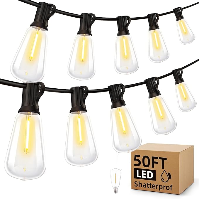 Outdoor String Led Patio Lights - 50Ft 15M Outside Waterproof Light ST38 by MGVIH