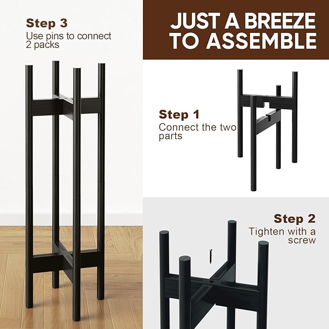 MUDEELA 2 Pack Indoor Plant Stands, 2 Tier Tall Plant Stand 30 inches, Mid - Image 8