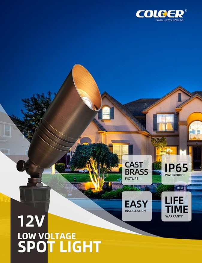 COLOER Die-cast Brass Landscape Spotlights Outdoor - Image 2
