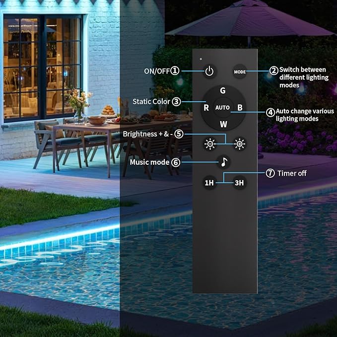 KSIPZE 50ft Outdoor led Strip Lights Waterproof IP68, RGB Outdoor led Lights - Image 8