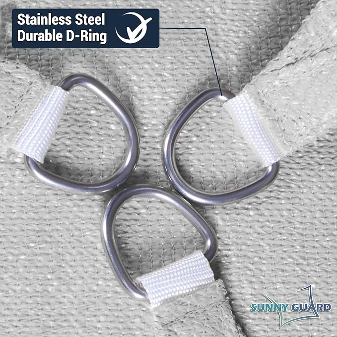SUNNY GUARD Custom Size 7'x7'x9.9' Silver Grey Sun Shade Sail Right Triangle UV - Image 6