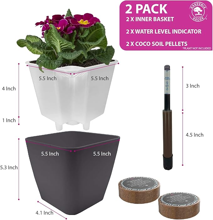 GARDENIX DECOR 5" Self Watering pots - Image 4