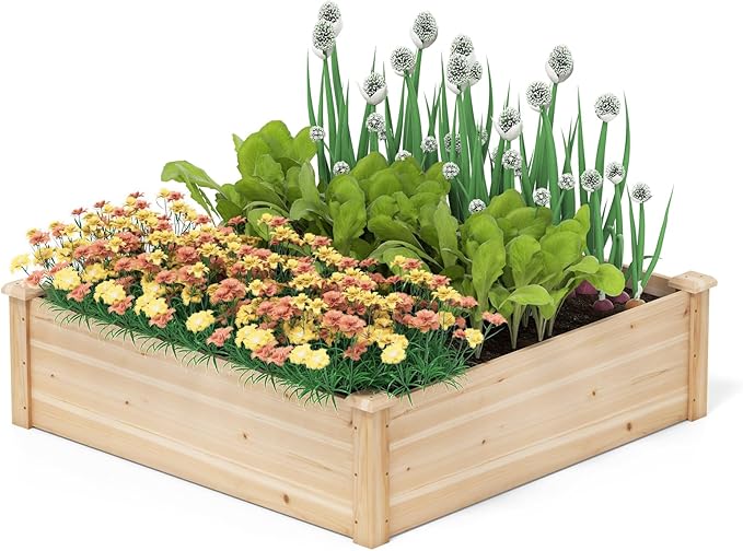 Giantex Raised Garden Bed, Wood Planter Box, Outdoor Square Garden Bed by Giantex