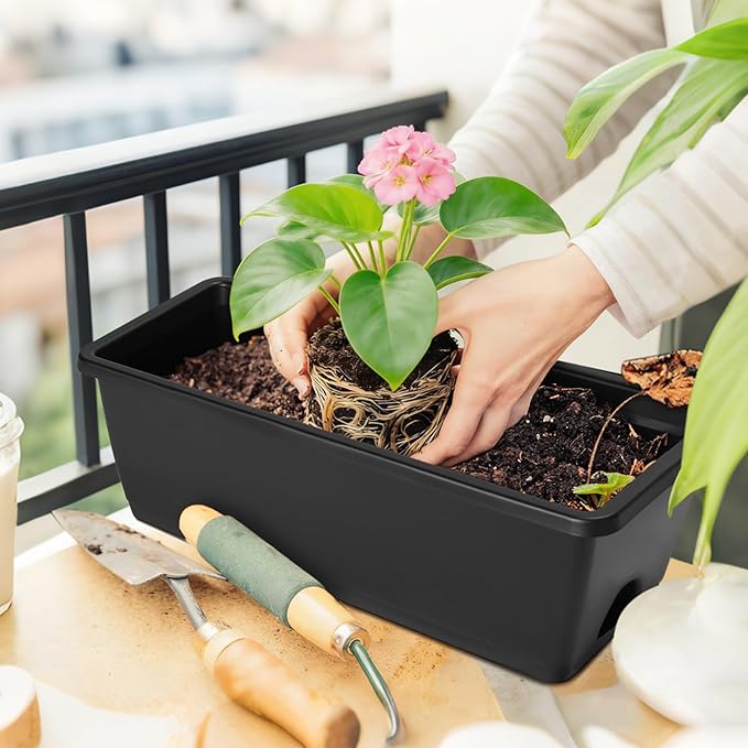 CADUKE 6 PCS Railing Planter Boxes, 17 Inch Deck Rail Planters - Image 5