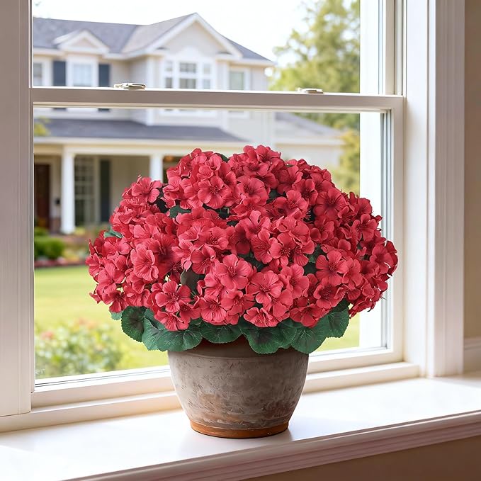 2 Pack Artificial Geranium Flowers Topitary Trees - Image 8