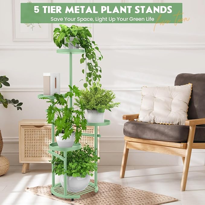 TOSKING 5 Tier Metal Plant Stand Indoor， Plant Shelf, Corner Shelf Flower Pot - Image 2
