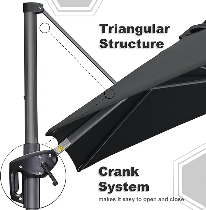 PURPLE LEAF 10' X 13' Square Cantilever Umbrella Patio Umbrella - Image 6