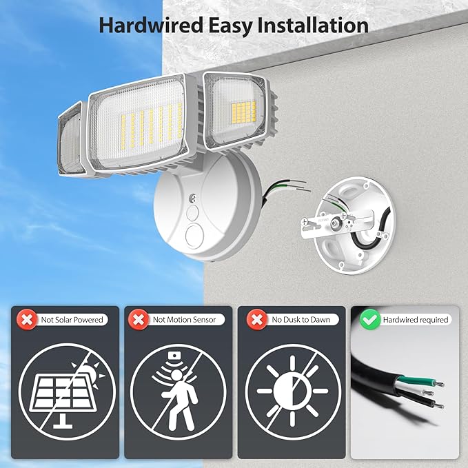 Olafus 80W Flood Lights Outdoor, Switch Controlled 8000LM LED Security Lights - Image 3