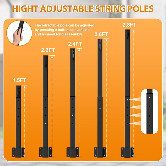 AILBTON 8 Pack 2.8Ft String Light Poles, Light Poles - Image 8