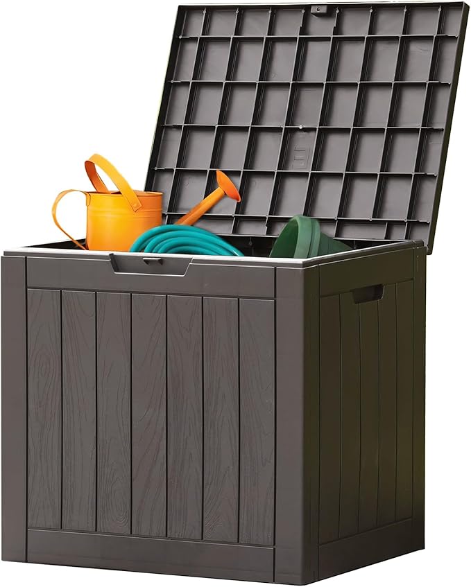 Sweetcrispy Deck Box with 31 Gallon Capacity, Weatherproof Resin Lockable by Sweetcrispy