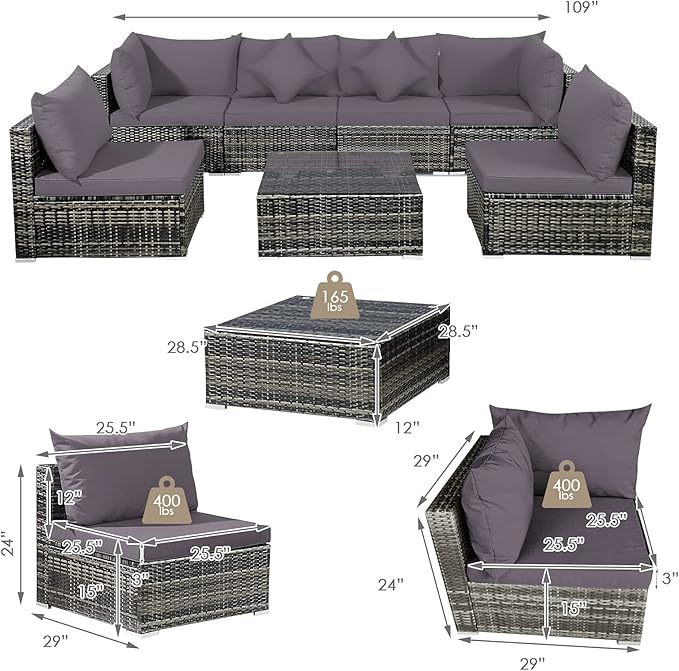 Tangkula 7 Pieces Wicker Patio Furniture Set, All-Weather Outdoor Rattan - Image 4