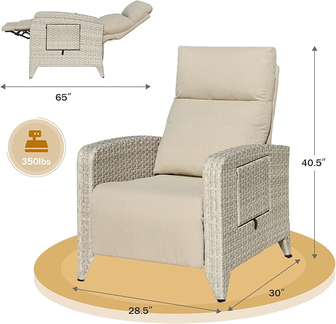 Outdoor Recliner Chairs Set of 2 Reclining Patio Chairs - Image 2