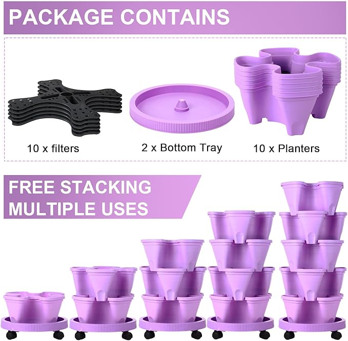 Umigy 2 Set 5 Tier Stackable Planters Vertical Garden Planters - Image 3