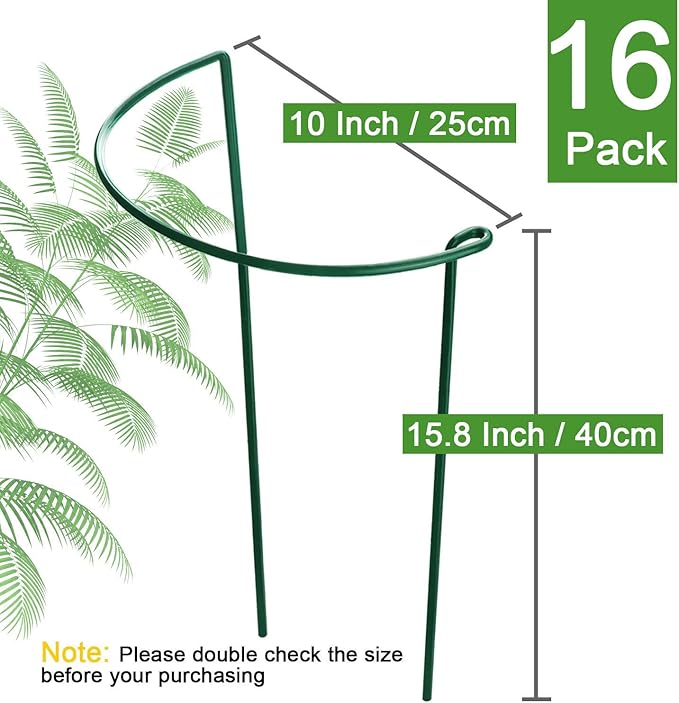 HiGift 16 Pack Plant Support Stakes, Half Round Metal Garden Plant Stake Indoor - Image 3