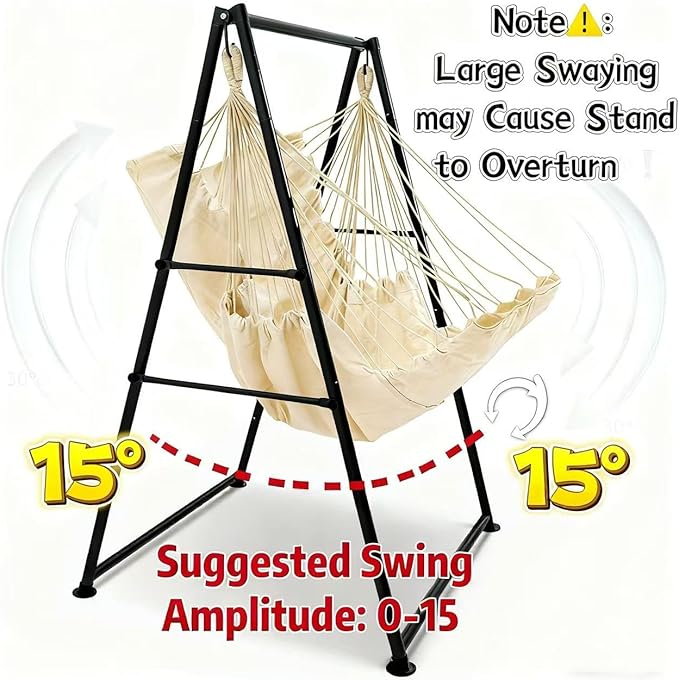 Hammock Chair Stand with X-Large Swing Chair with Footrest，Anti-Tip Thickened - Image 4