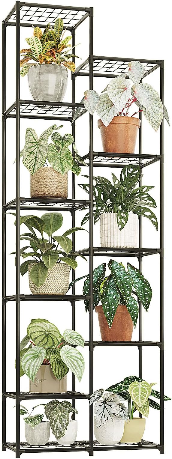 Bamworld Plant Stand Indoor Outdoor 11 Tire Tall Large Metal Plant Shelf Multi by Bamworld