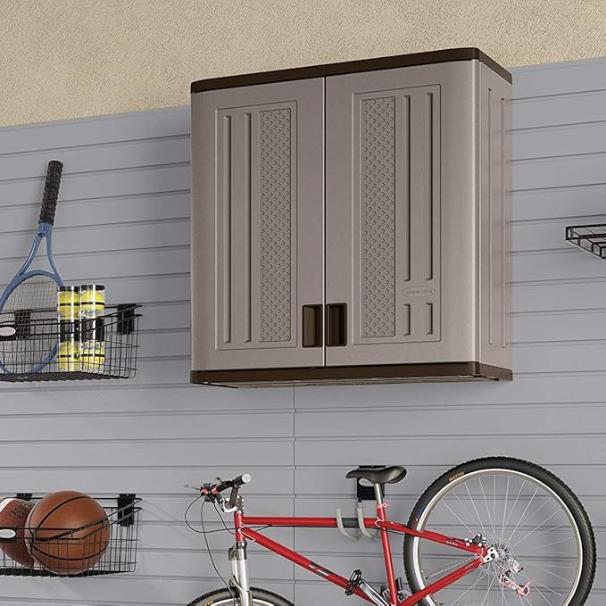 Suncast 2 Pack 4 Cubic Feet Resin Single Shelf Garage Wall Storage Cabinet - Image 2