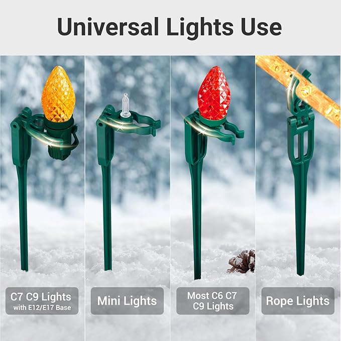 SURAIELEC 50 PCS Christmas Light Stakes, 9.5" Tall Stakes - Image 3