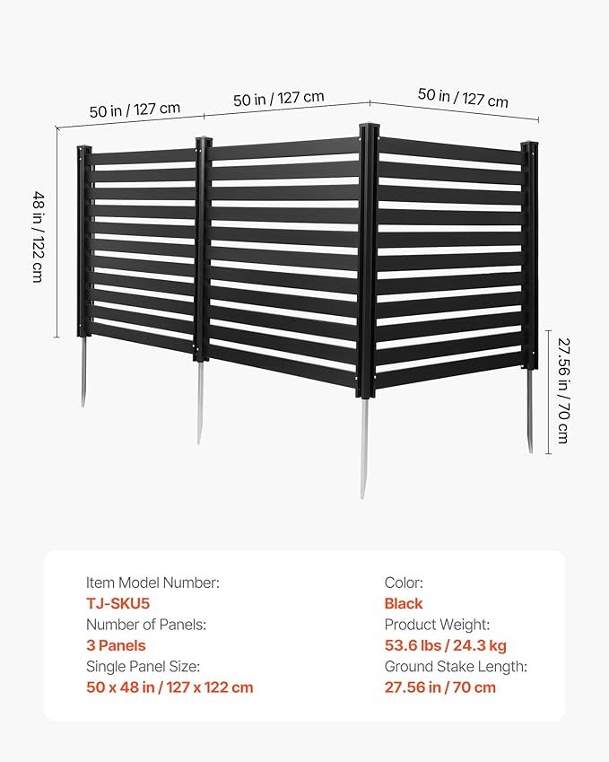 VEVOR 3 Panels Outdoor Privacy Screen, 50 x 48 in Air Conditioner Fence - Image 7