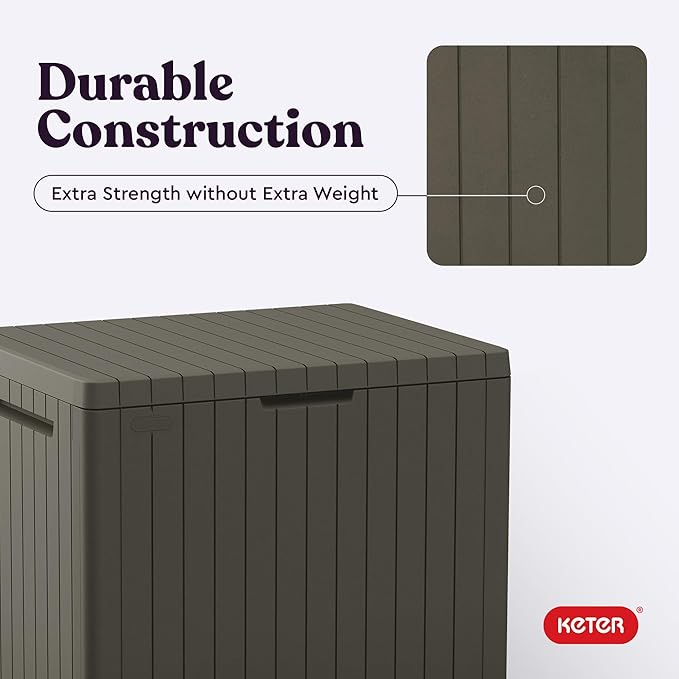 Keter City 30 Gallon Resin Outdoor Storage Box & Patio Side Table - Image 9