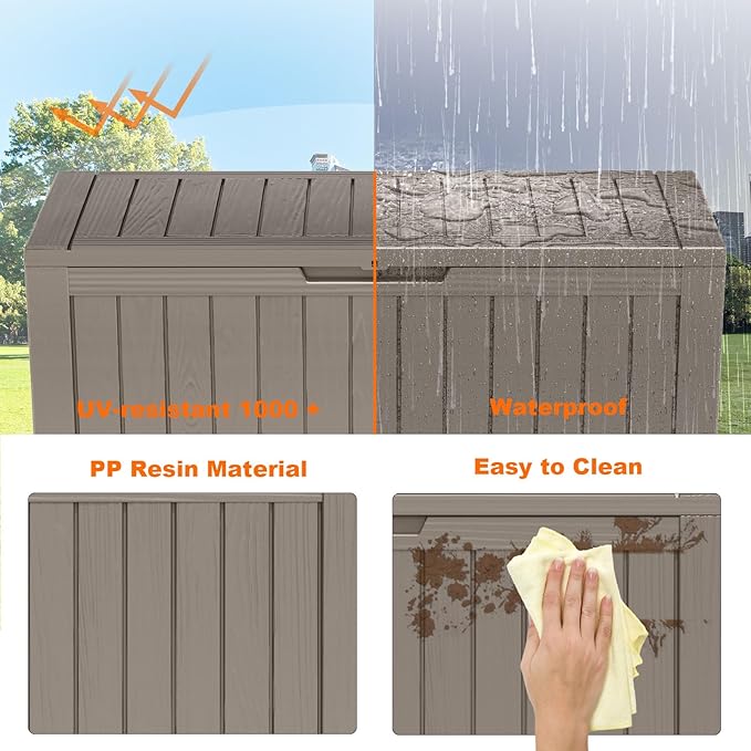 90 Gallon Resin Deck Box, Lockable Patio Outdoor Storage Box - Image 5