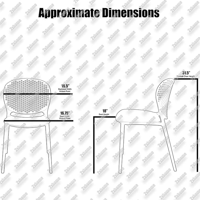2xhome Set of 2 Patio Dining Chairs | Modern Stackable Outdoor Pool Side Chair - Image 3